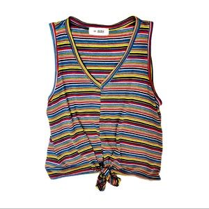 AVAH | colorful striped front tie tank top